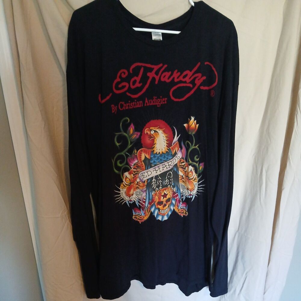 Ed Hardy Men's 3XL Christian Audigier Streetwear Vintage Y2K Distressed